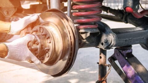 close up of suspension system on a large vehicle Harmony Automotive Denver Aurora Centennial Greeley Colorado